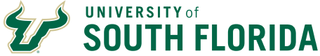 Logo of the university of south florida featuring a green and gold color scheme with a stylized bull's head symbol above the words "university of south florida, Best Online MPH Programs.