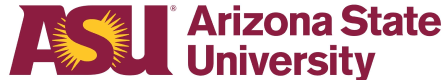 Logo of Arizona State University featuring the letters "ASU" in maroon with a gold sunburst design above the letter 'U,' next to the full name "Arizona State University Online Entrepreneurship MBA Programs" in maroon.