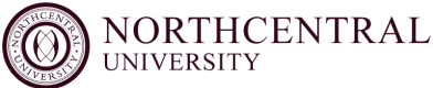 Logo of Northcentral University featuring an emblem with a stylized globe and the text "Northcentral University Online Organizational Psychology Master’s Degrees" in a bold, serif font, all in dark green color.