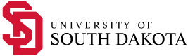 Logo of the University of South Dakota, featuring a bold red monogram of a stylized "USD" on a white background, representing their Online Business Analytics MBA Programs.