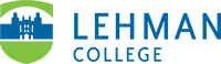 Logo of Lehman College featuring stylized text "Lehman College" in blue and green colors with an abstract book design above the text.
